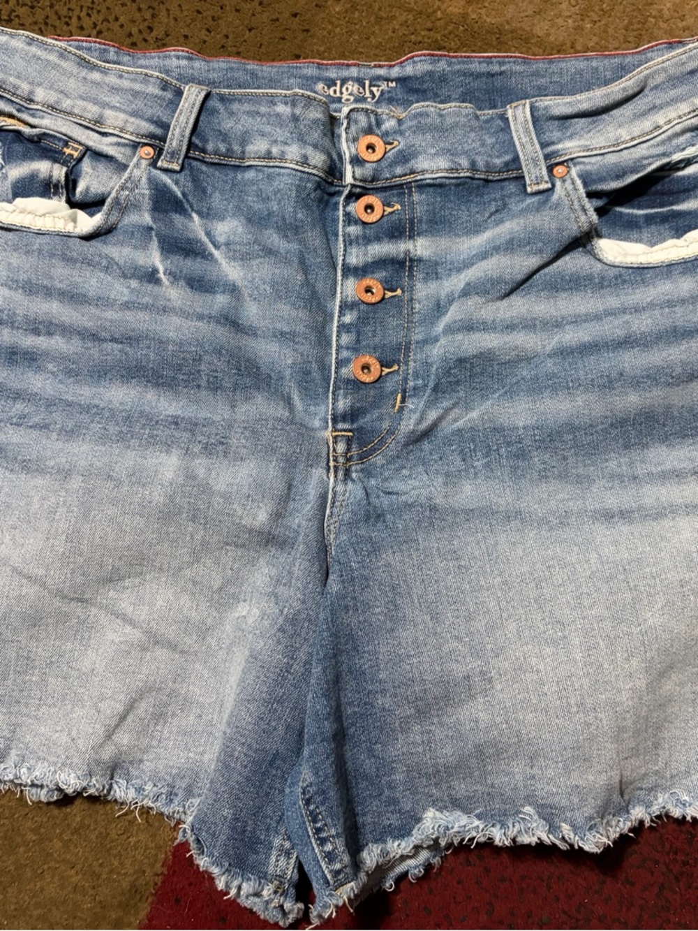Light Blue Denim Shorts with Copper Buttons